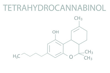 Tetrahydrocannabinol molecular skeletal chemical formula.