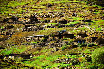 Traditinal mountains village in the Kingdoom of Lesotho Africa