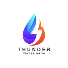 Gradient colorful thunder and water drop logo