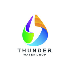 Colorful water drop and thunder gradient logo design