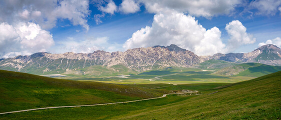 Mountain landscape at Gran Sasso Natural Park, in Abruzzo, Italy