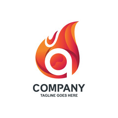 Letter a fire logo design