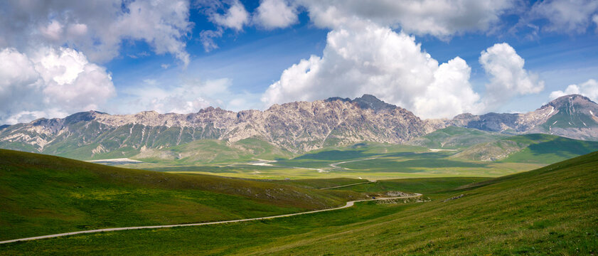 Mountain landscape at Gran Sasso Natural Park, in Abruzzo, Italy
