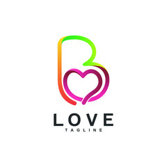 Colorful letter b love logo design