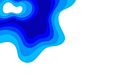 abstract papercut background in blue gradation. an illustration with layered wavy shapes. a cutout background style for posters, flyers, covers, etc.