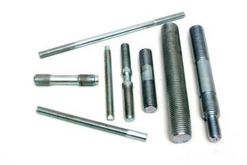 Newly manufactured large screws. Close up.