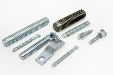 Newly manufactured large screws. Close up.