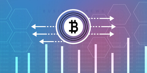2d rendering bitcoin sign with graph