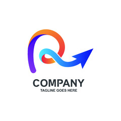 Obraz premium Letter r and arrow logo design