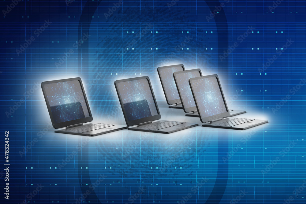 Poster 3d rendering technology computer network