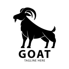 Goat vector silhouette logo.