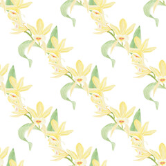 Flower background. Watercolor seamless pattern.