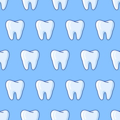 Seamless pattern with teeth. Dentistry and health care background. Stomatology medical illustration.