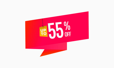 55% Discount offer price label, Red price tag for online stores
