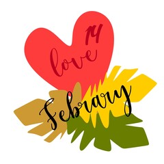 Valentines day. The 14th of February. Cupid and love. Hearts and gifts to loved ones. Set for February 14. Romantic relationships. Gift box. A box with a bow. Passion and tenderness.