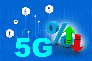 3d rendering Percentage Icon with upload download arrow
