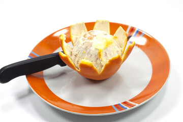 orange peeled and shelled yellow fruit orange peeled and shelled yellow fruit