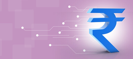 Rupee currency . 3D rendering illustration
