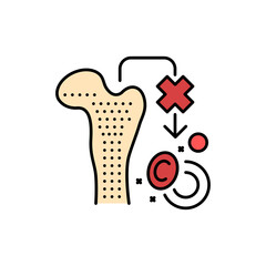 Aplastic Anemia color line icon. Human diseases.