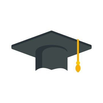 Prosecutor graduation hat icon flat isolated vector