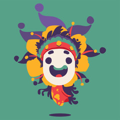 Clown carnival mask - Green pallete