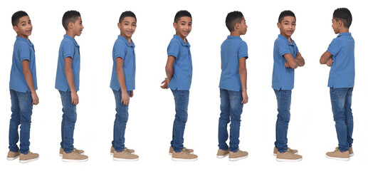 side and rear view of same boy various poses on white background - Powered by Adobe