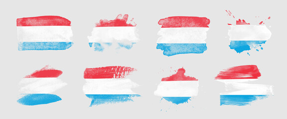 Painted flag of Luxembourg in various brushstroke styles. - obrazy, fototapety, plakaty