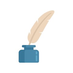 Notary feather pen icon flat isolated vector