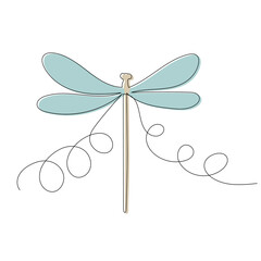 dragonfly sketch, line drawing vector, isolated