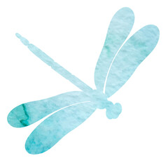 dragonfly watercolor silhouette isolated, vector