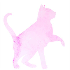 pink cat watercolor silhouette isolated