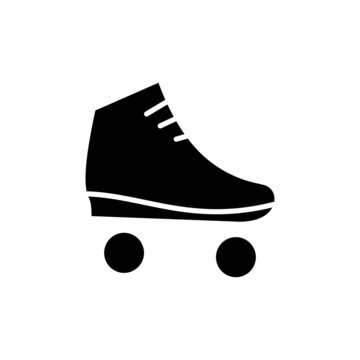Roller skate solid black line icon. Simple roller shoe sign. Trendy flat isolated on white, symbol for: illustration, pictogram, logo, mobile, app, design, web, dev, ui, ux, gui. Vector EPS 10