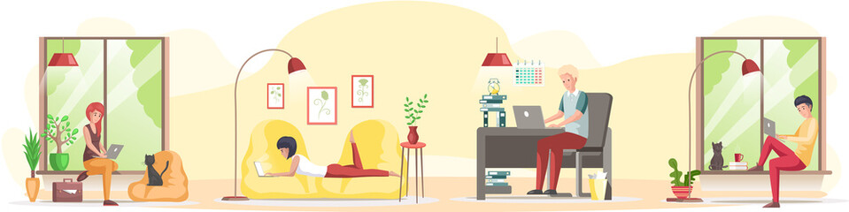 Working people. Office staff, work and communication. Head and subordinates. Various workers, managers team. Business employees on workspace. Office workers. Co-workers. Colleagues project teamwork