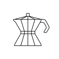 Retro italian coffee maker. Geyser, moka black outline icon. Coffee house concept. Trendy flat isolated on white symbol, sign for: illustration, logo,app, design web, dev, ui, ux, gui. Vector EPS 10 