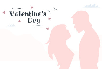 Guy and girl in love on a white background. valentines day. Vector image poster in modern style
