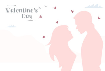 Guy and girl in love on a white background. valentines day. Vector image poster in modern style