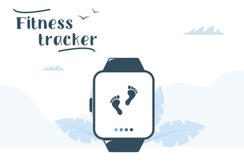 Fitness tracker illustration. Vector image in modern style. Fit concept sport. Pedometer concept