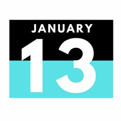 January 13 . Flat daily calendar icon .date ,day, month .calendar for the month of January