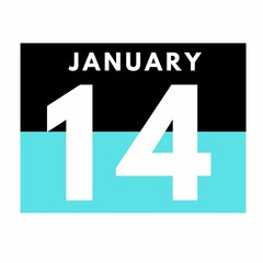January 14 . Flat daily calendar icon .date ,day, month .calendar for the month of January