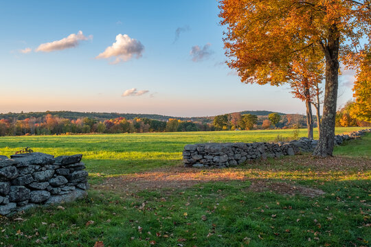 A hayfield in Hardwick, Massachusetts in the fall