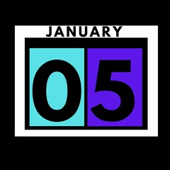 January 5 . colored flat daily calendar icon .date ,day, month .calendar for the month of January