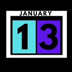 Fototapeta premium January 13 . colored flat daily calendar icon .date ,day, month .calendar for the month of January