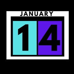 January 14 . colored flat daily calendar icon .date ,day, month .calendar for the month of January