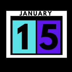 January 15 . colored flat daily calendar icon .date ,day, month .calendar for the month of January