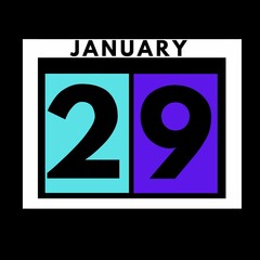 January 29 . colored flat daily calendar icon .date ,day, month .calendar for the month of January