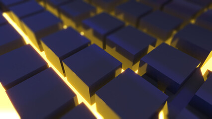 Fototapeta premium Future technology concept abstract image, science fiction future technology images, black box on yellow light, 3d rendering