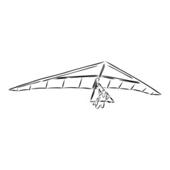 Hang glider, extreme, sky, sport, fly concept. Hand drawn man flying with hang glider concept sketch. Isolated vector illustration. © Elala 9161