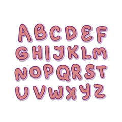 Set of voluminous bulky alphabet with shadow. Perfect for poster, party invitation and print. Hand drawn vector illustration for decor and design. 
