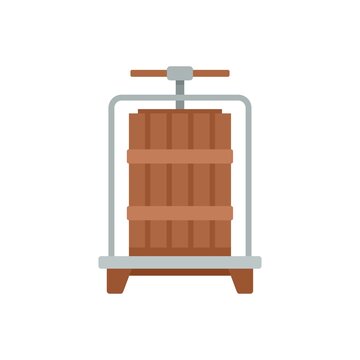 Wood winepress icon flat isolated vector