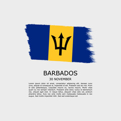 BARBADOS flag with paint brush, national day background square